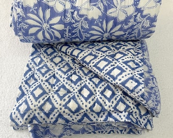 Hand Block Print Razai Quilt: Winter Warm Cotton Blanket