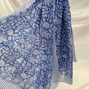 Printed Cotton Hand block print Pareo Beautiful Floral Sarong, Summer Beach Scarves, Pure cotton Indian Dupatta Handmade Scarf Dupatta Pareo image 5