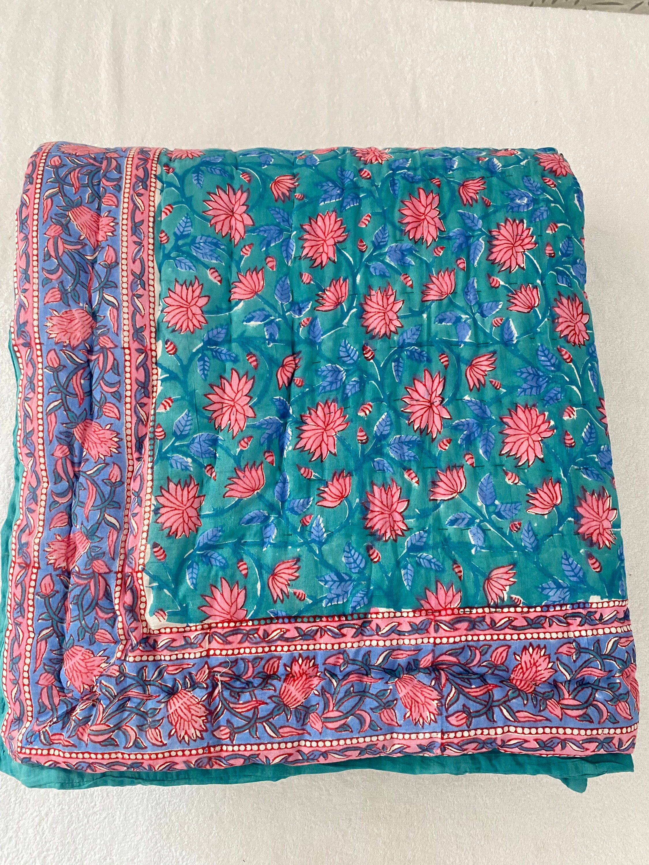 90X108 Inches Queen Size Blanket Jaipuri Hand Block Printed Etsy