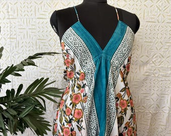 Hand Block Printed Cotton Dress: Jaipuri Floral Summer Gown