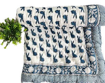 Indian Handmade Baby Quilt Cotton Baby Quilt Hand Block Print Cotton Kantha Bedding Baby Blanket Kantha Baby Quilt 40x40&quot;inch Toddler Beding