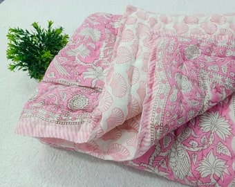 Manta de bebê com estampa floral em blocos: Manta rosa de algodão para berçário (112 cm x 178 cm)