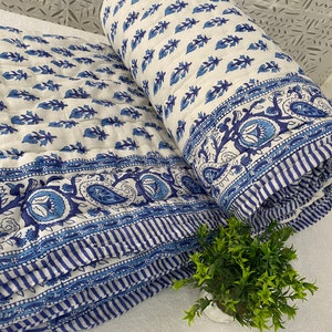 Winter Warm Razai Quilt, Bedspread Quilt Ethnic Hand Block Print Coverlet Quilt Blanket100% Cotton Light Weight Winter Reversible Razai , zdjęcie 4