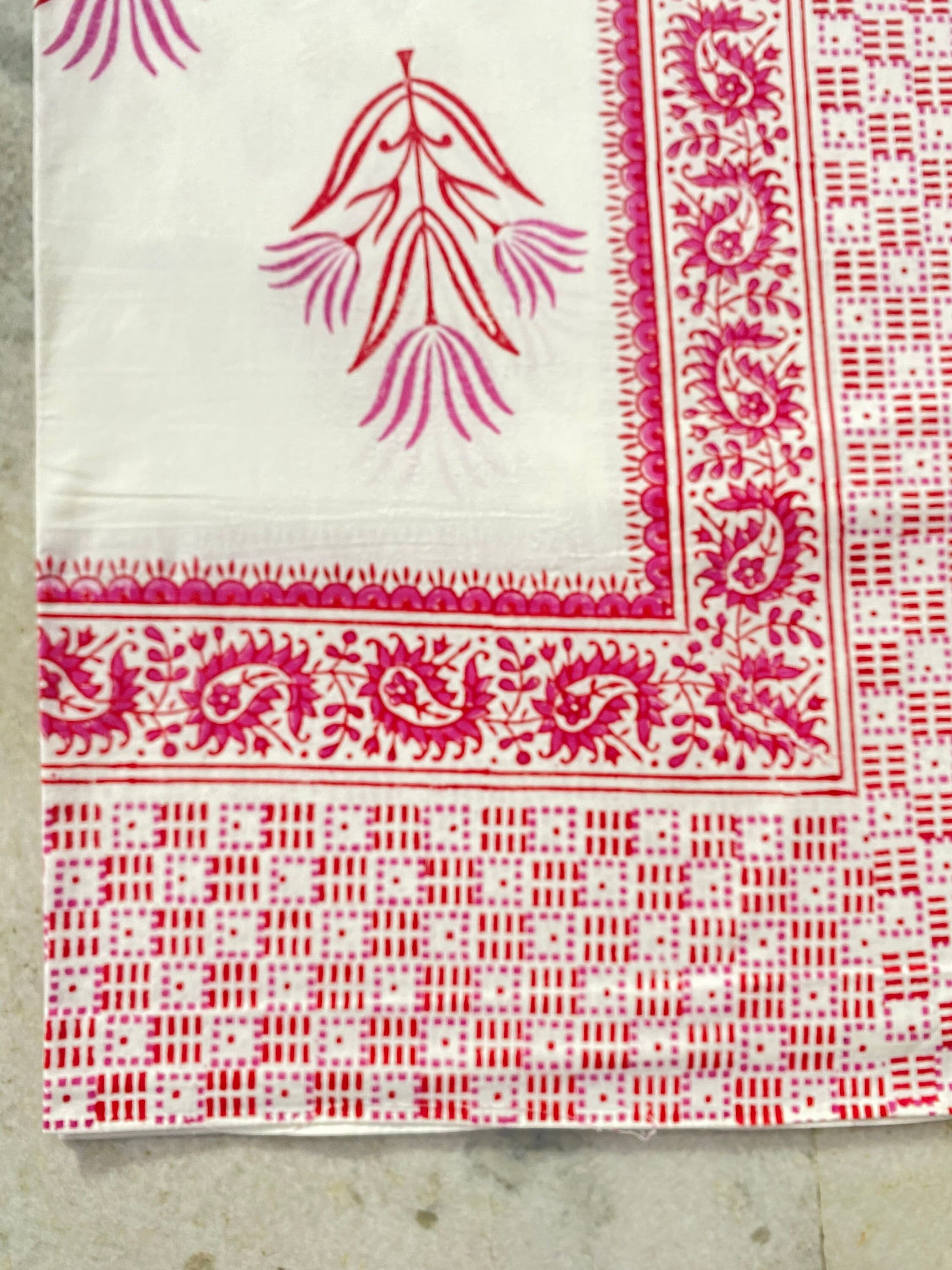 Hand Block Print Bedsheet, Pink Queen Size bedsheet with Pillow Covers, Organic Cotton Bedsheet, Double Bedding Set Bedspread sofa cover