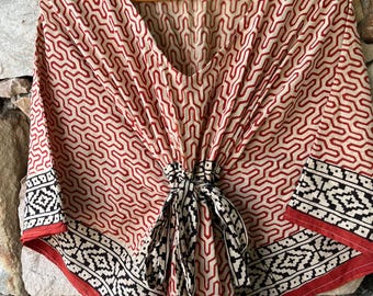 Block Print Cotton Kaftan: Indian Summer Dress, Plus Size