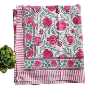 Natural Cotton Flat Bedsheet Bedroom Decor Hand Block Print Twin Size Bed Sheet Floral Print Bedspread Cotton Bedding Throw Blanket Bedsheet
