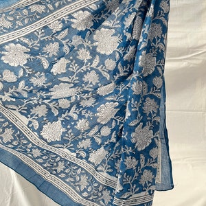 Printed Cotton Hand block print Pareo Beautiful Floral Sarong, Summer Beach Scarves, Pure cotton Indian Dupatta Handmade Scarf Dupatta Pareo image 3