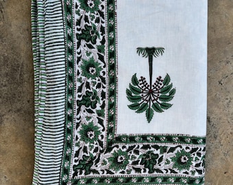 Handmade Organic Cotton Dohar: Floral Block Print Reversible Blanket