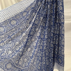 Printed Cotton Hand block print Pareo Beautiful Floral Sarong, Summer Beach Scarves, Pure cotton Indian Dupatta Handmade Scarf Dupatta Pareo image 7