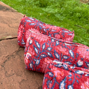 Sommer Beach Wear Kulturbeutel Make Up, Handgemachte Frauen Kulturbeutel !! Block Print Gesteppte 3 Stück Kulturbeutel Geschenke Für Frauen Kosmetiktasche