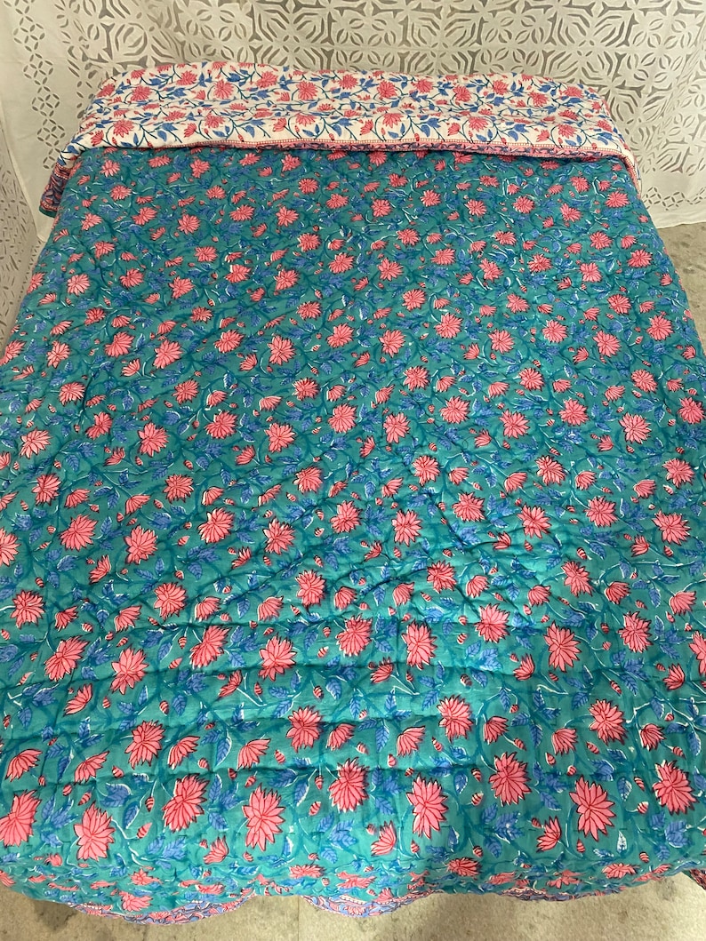 90X108 Inches Queen Size Blanket Jaipuri Hand Block Printed Etsy