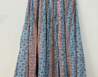 Floral Block Print Cotton Maxi Skirt: Bohemian Warp Style