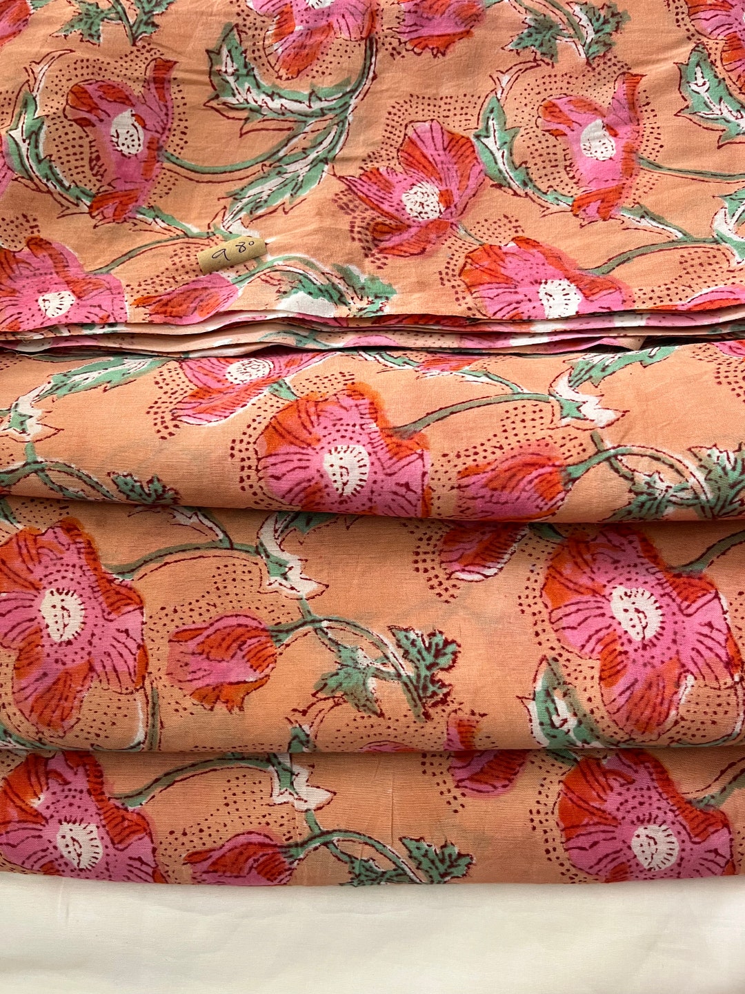 Ethnic Quilt Making Fabric, Indian Rose Block Print Fabric Women