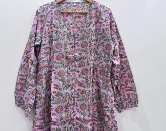Robe d'été décontractée à volants pour femme, robe longue à imprimé floral, robe indienne Kyra à poches