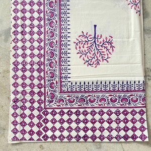 Queen Size Cotton Bedsheet with Pillow Cover Bed Cover Tree Hand Block Print Handmade Bedspread 90&#39;&#39;X 108&#39;&#39; Bedsheet with Two Pillow Covers
