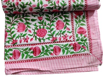 Home Living Decor Tapestry Hand Block Print Cotton Flat sheet Bedcover floral printed bed cover cotton bedding cover Bedspread Throw Blanket