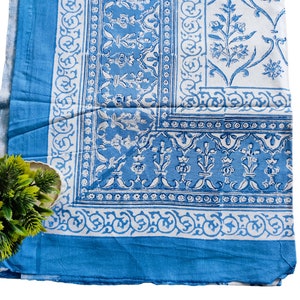 Handmade Indian Block Print Cotton Bed Sheet: Twin Size Tapestry