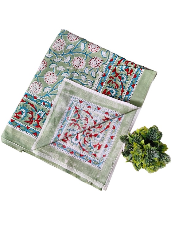 Handmade Floral Print Cotton Bedsheet: Organic Twin Size Blanket