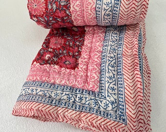 Bio-Baumwolle Handgefertigte GesteppteRazai, Florale Block Print Winter WarmeRazai Quilt, werfen Tagesdecke Queen-Size-Decke Doktor Cotton Quilt