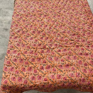 Razai de algodón tradicional hecho a mano, manta Razai con estampado de bloques de mano, colcha Razai cálida de invierno étnico, colcha Razai, cubierta de cama Coverlet Razai imagen 10