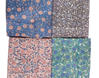 Floral Block Print Bio-Baumwolle Stoff: Quilting Material