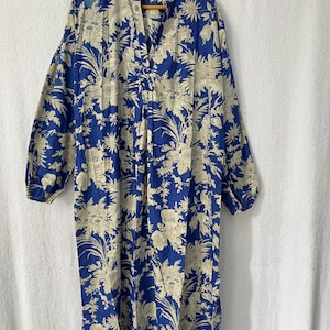 Floral Printed Casual Summer Gown, Designer Cotton long Dress, Women Wear Fashionable Tunic Dress, Indian Hand Block Printed long Kurtis