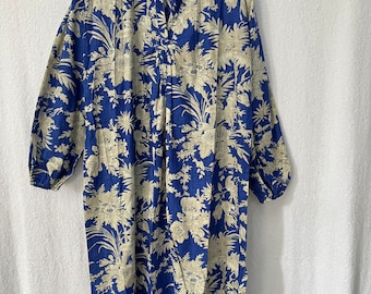 Floral Print Cotton Dress: Long Sleeve Block Print Tunic