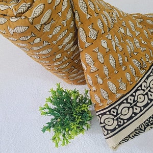 Couette pour bébé à imprimé poisson : couverture pour chambre de bébé en coton imprimé blocs de main