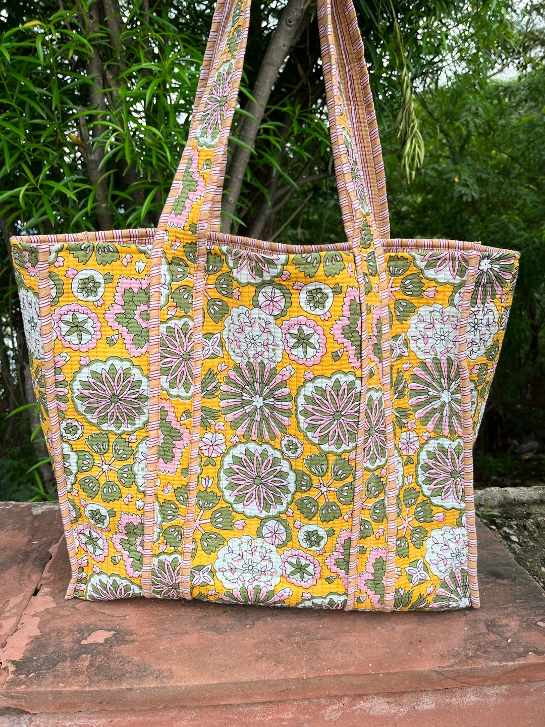 Handmade Tote Bags Indian Quilted Fabric Shoulder Bags Tote Etsy
