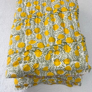 Yellow House Quilt Indian Floral Handmade Jaipuri Razai, Light Weight Reversible Quilt, Bedding Bedspread Coverlet Warm Winter Blanket Throw image 5