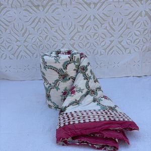 Jaipuri Famous Quilt!! Indian Animal block Print Razai Blanket, Queen Size Winter Warm Razai Quilt Bedspread Razai, Light Weight Cozy Razai