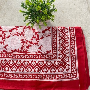Organic Cotton Indian Handmade Block Print Summer Beach Cover Pareo, Women&#39;s Sarong, Light Weight Cotton Neck Scarves, Gifts For Anniversary