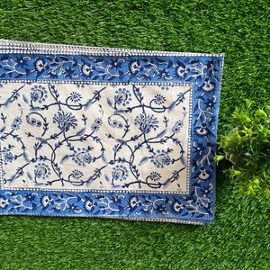 Floral Handmade Kitchen Accessory Mates, Indian Block Print Tablecloth Placemat, Home Kitchen And Dining Table Decor Design Placemat Set