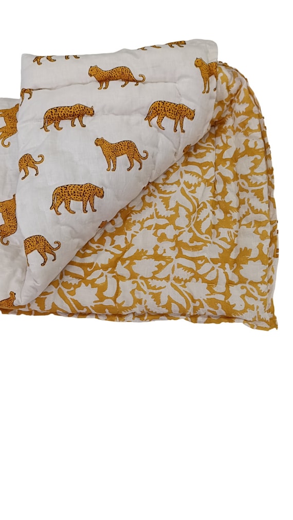 Tiger Print Queen Size Quilt Cotton Handmade Winter Warm Razai Quilt Bedspread Quilt Ethnic Hand Block Print Coverlet Quilt Blanket Bedding Etsy Canada