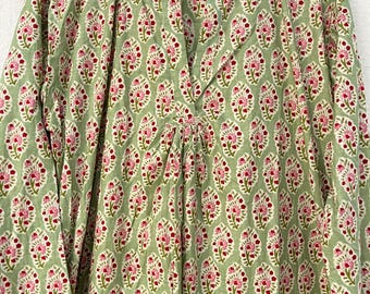 Designer Cotton long Dress, Women Wear Fashionable Tunic Dress, Indian Comfortable Garment Organic Cotton Women Wear Dress, Beach Cover Top