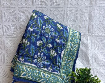 Edredom de algodão estampado à mão para bebê: Manta floral tradicional de Jaipur