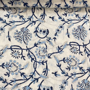 Sommer Floral Block Print Stoff Schüttgut, Indischer Baumwollstoff Nähstoff, Quilting Stoff, Bio-Baumwollstoff