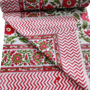 Floral Print Bedsheet: Hand Block Printed Cotton Bed Cover (60x90 Twin)