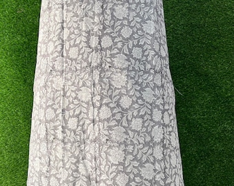 Handmade Indian Cotton Scarf: Floral Block Print Sarong Shawl