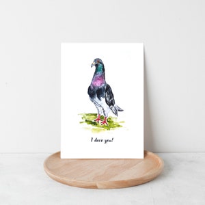 Ansichtkaart met een duif kan gepersonaliseerd worden voor een verjaardag, doop of felicitatie DIN A6