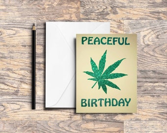 Marijuana Leaf Funny Rude Birthday Wish Card Handmade for Marijuana Peace Lovers Cannabis Pot Weed Joint Smoke Lover Gift