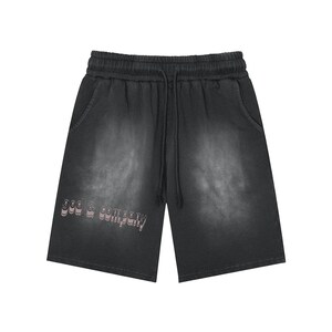 Rectangle Patch Monkey Washed Shorts