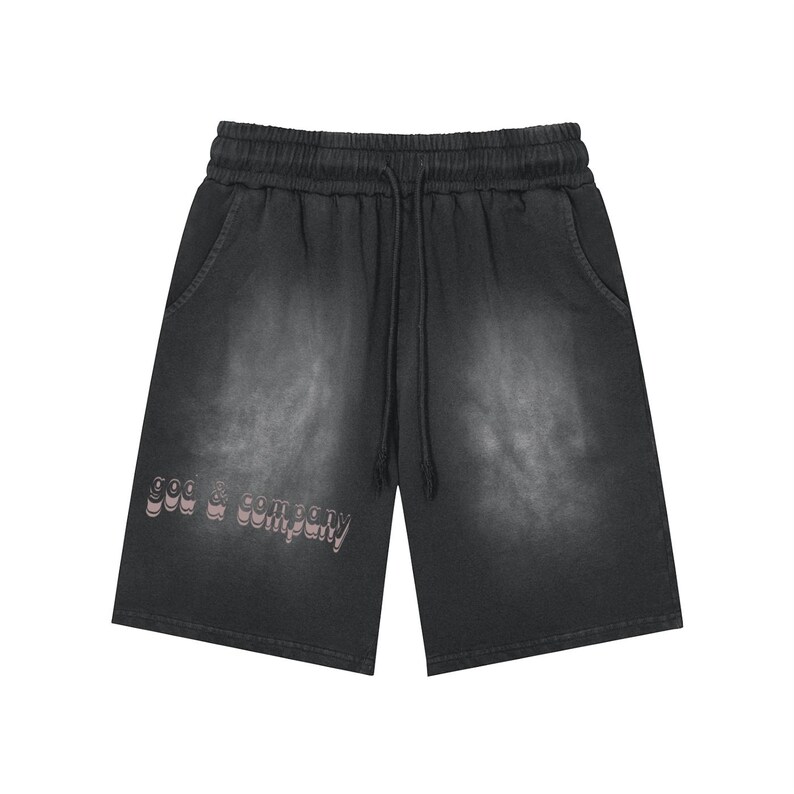 Rectangle Patch Monkey Washed Shorts image 1
