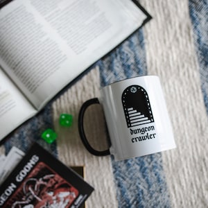Dungeon Crawler | D&D | d20 | Dice Roll | Fantasy TTRPG | Dungeons and Dragons | Coffee Tea Mug