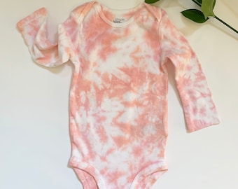 Body de algodón con manga larga para bebé teñido anudado - Recién nacido a 12 meses / Varios colores disponibles