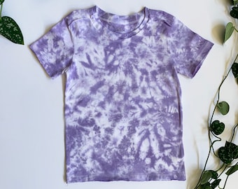 Toddler Tie Dye T-Shirt: Purple - Hand-Dyed Short Sleeve Cotton Tee - 12-18 months, 4T