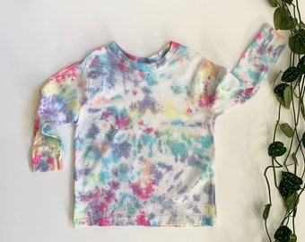 Tie Dye Long Sleeve Toddler / Youth Tee - Rainbow *Made to Order*