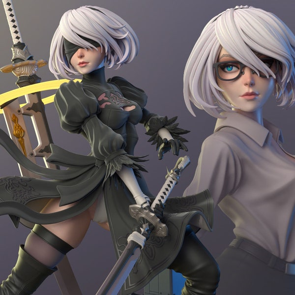 Nier Automata 2B / Resin scale sculpture to assemble and paint or ready to collect (Fan Art)