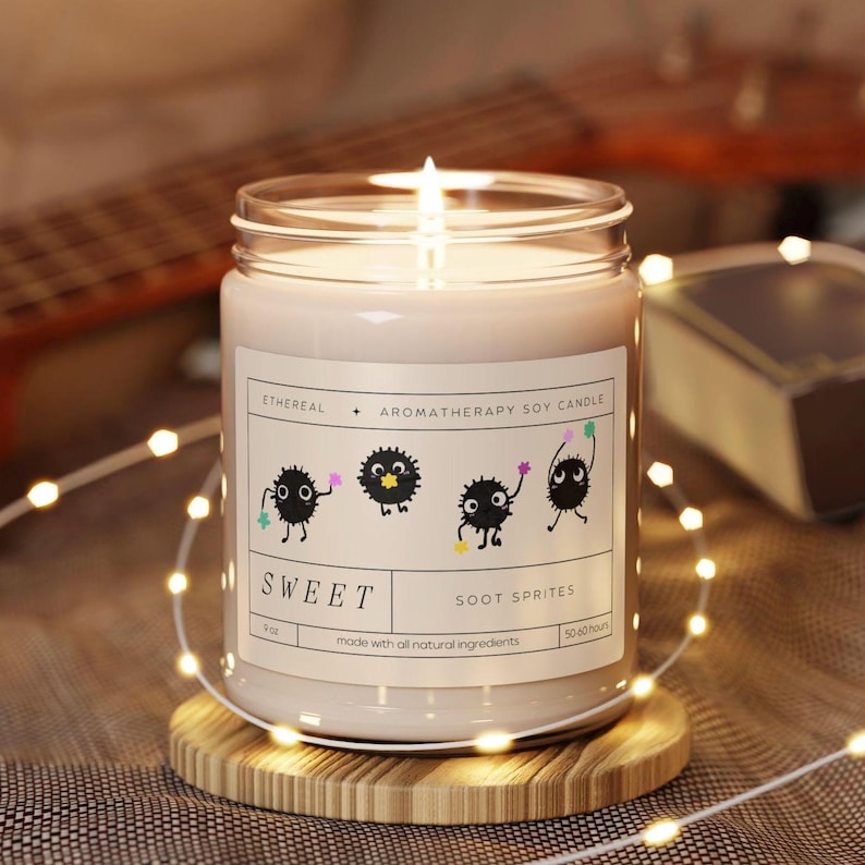 Soot Sprite Soy Candle, Studio Ghibli Anime Gift, Aromatherapy image 1