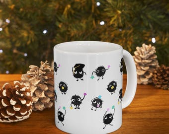 Handdrawn Soot Sprites Ceramic Mug: Studio Ghibli Anime Drinkware